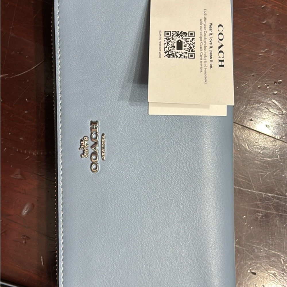 Coach Light Blue Leather Wallet